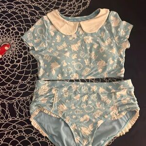 Blue Disney Alice in Wonderland two piece bathing suit